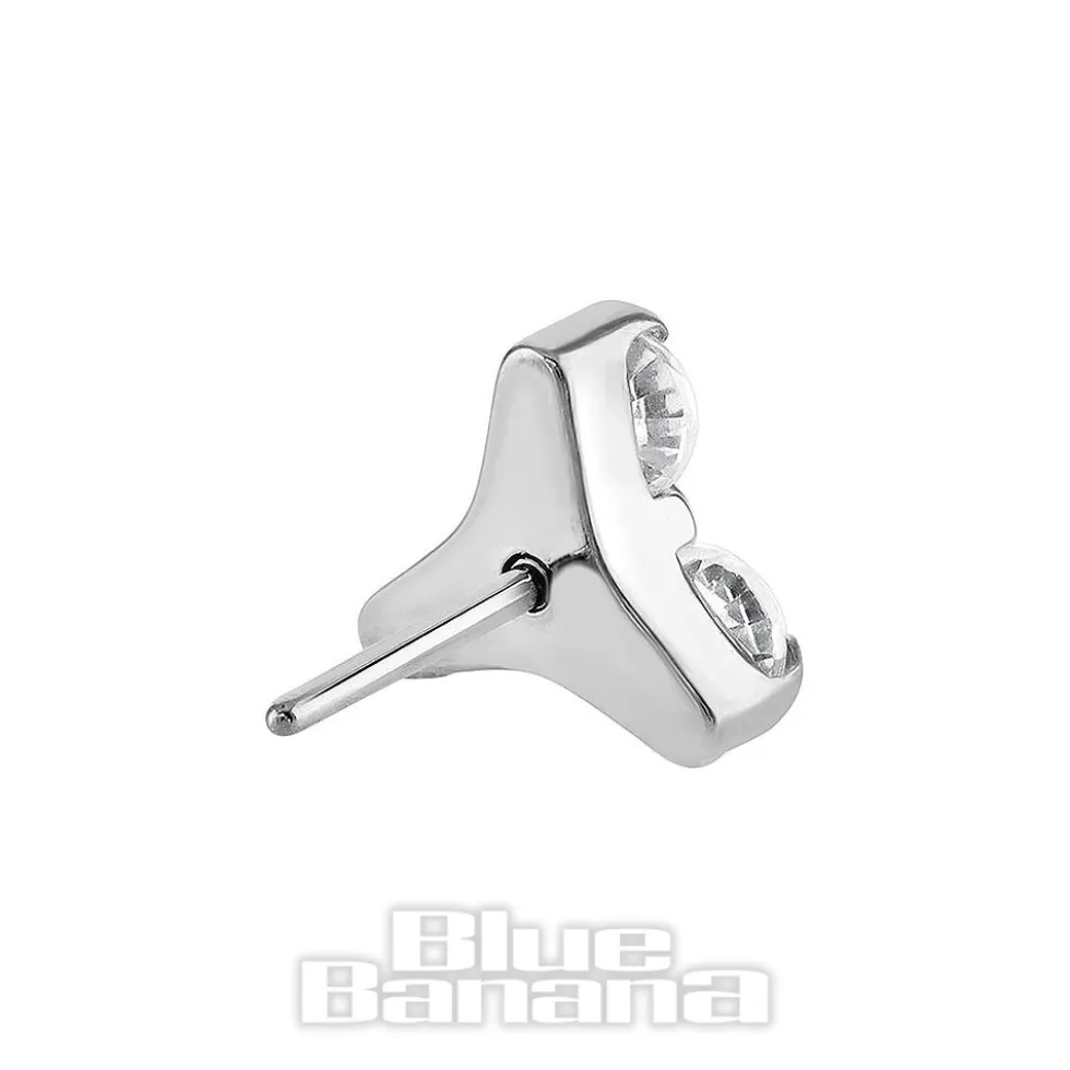 Blue Banana Polished Titanium 5mm Trio Cubic Zirconia Stone Threadless Top (Clear)