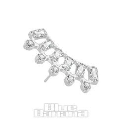 Blue Banana Polished Titanium Cubic Zirconia Curve Threadless Top (Crystal)