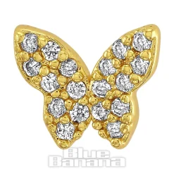 Blue Banana Polished Titanium 1.2 X 8mm Butterfly Threadless Labret (Gold)