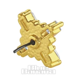 Blue Banana Polished Titanium 1.2 X 8mm Cross Gem Threadless Labret (Gold)