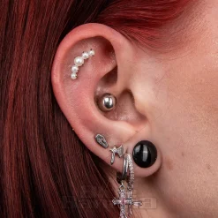 Blue Banana Polished Titanium 1.2x10mm Pearl Threadless Labret (Pearl)