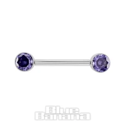 Blue Banana Polished Titanium Threadless Nipple Bar (Purple)