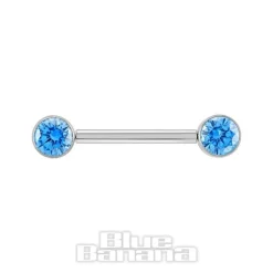 Blue Banana Polished Titanium Threadless Nipple Bar (Aqua)