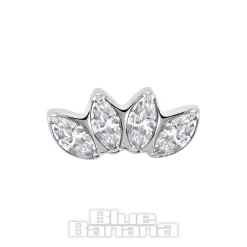 Blue Banana Polished Titanium Cubic Zirconia Row Threadless Top (Silver)