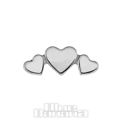 Blue Banana Polished Titanium Triple Heart Threadless Top (Silver)