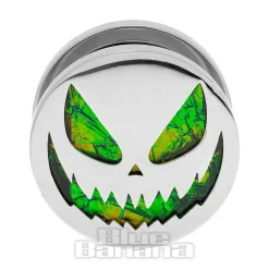Blue Banana Pumpkin Surgical Steel Tunnel (Silver/Green)