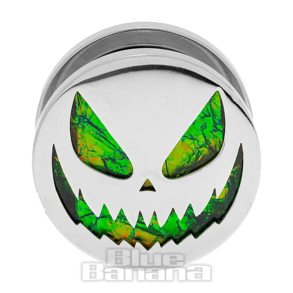 Blue Banana Pumpkin Surgical Steel Tunnel (Silver/Green)