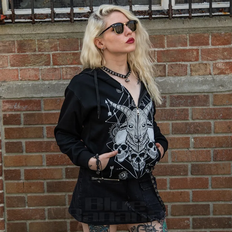 Blue Banana Ram & Skulls Hoodie (Black)