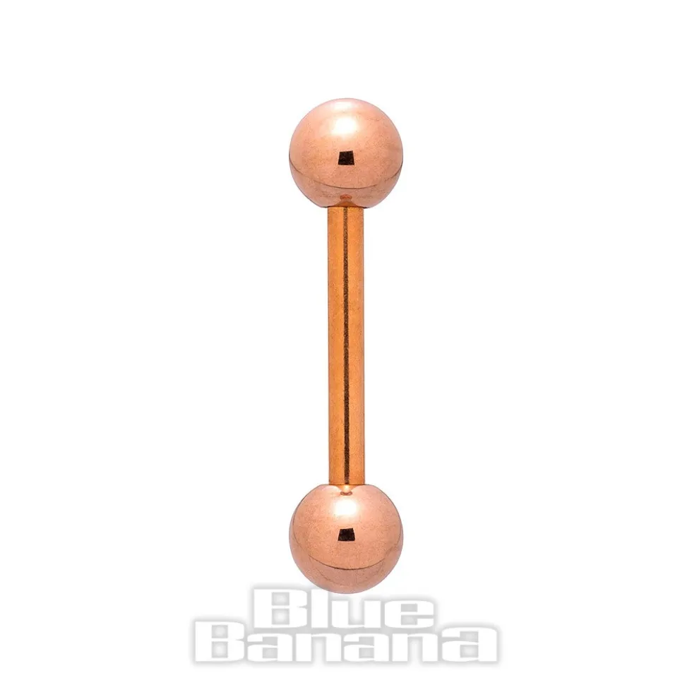 Blue Banana Rose Gold PVD Coated Steel 1.6mm Barbell (Rose Gold)