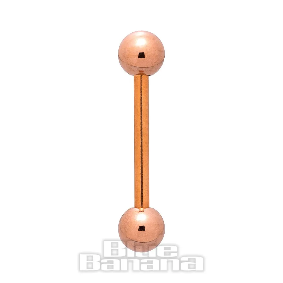 Blue Banana Rose Gold PVD Coated Steel 1.6mm Barbell (Rose Gold)