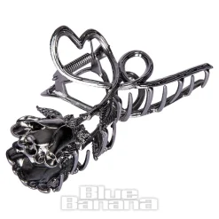 Blue Banana Rose & Thorn Hair Clip (Black)
