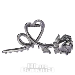 Blue Banana Rose & Thorn Hair Clip (Black)