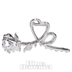 Blue Banana Rose & Thorn Hair Clip (Silver)