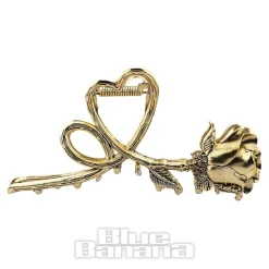 Blue Banana Rose & Thorn Hair Clip (Antique Gold)