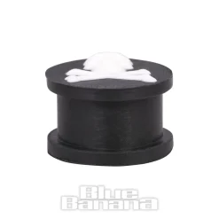 Blue Banana Silicone Skull & Crossbones Ear Plug 6-20mm (Black)