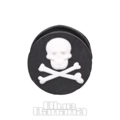 Blue Banana Silicone Skull & Crossbones Ear Plug 6-20mm (Black)
