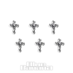 Blue Banana Silver 0.5mm Crosses Nose Studs (Pack of 6)