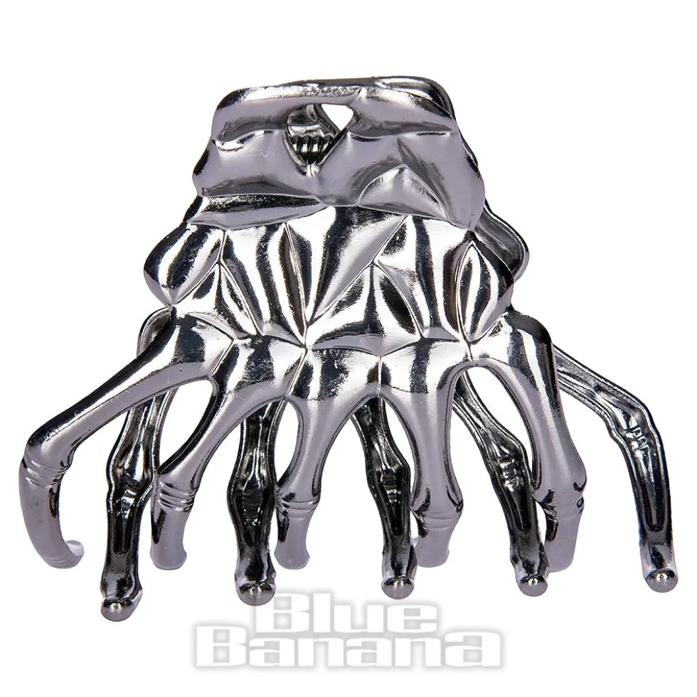 Blue Banana Skeleton Hand Grip Hair Clip (Black)