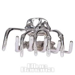 Blue Banana Skeleton Hand Grip Hair Clip (Silver)
