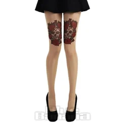 Blue Banana Skull And Roses Tights (Black-Red)
