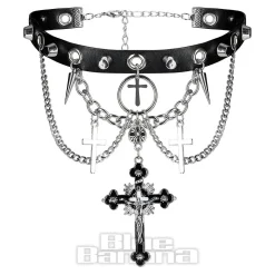 Blue Banana Skull & Crosses Choker (Black/Silver)