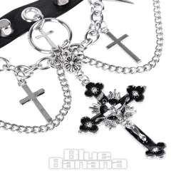 Blue Banana Skull & Crosses Choker (Black/Silver)