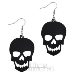 Blue Banana Skull Earrings (Black)