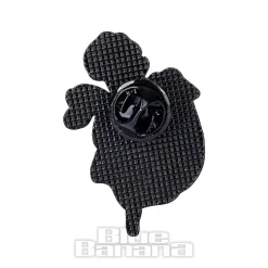 Blue Banana Skull & Roses Pin Badge (White)