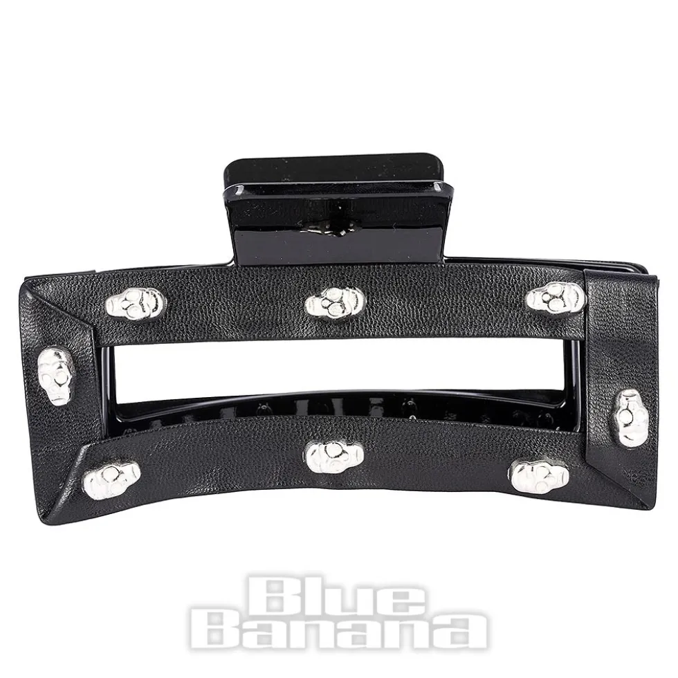 Blue Banana Skull Studded Hair Clip (Black)