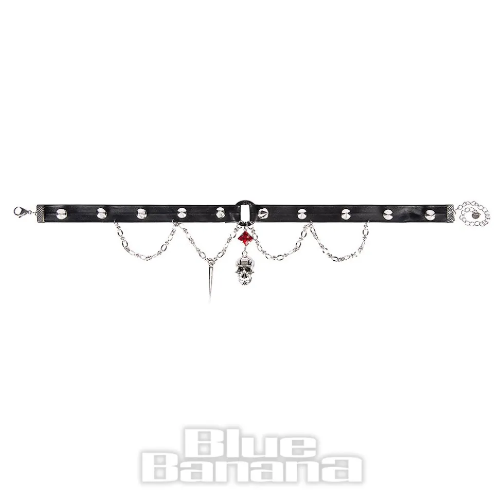Blue Banana Skull Studs Choker (Black)