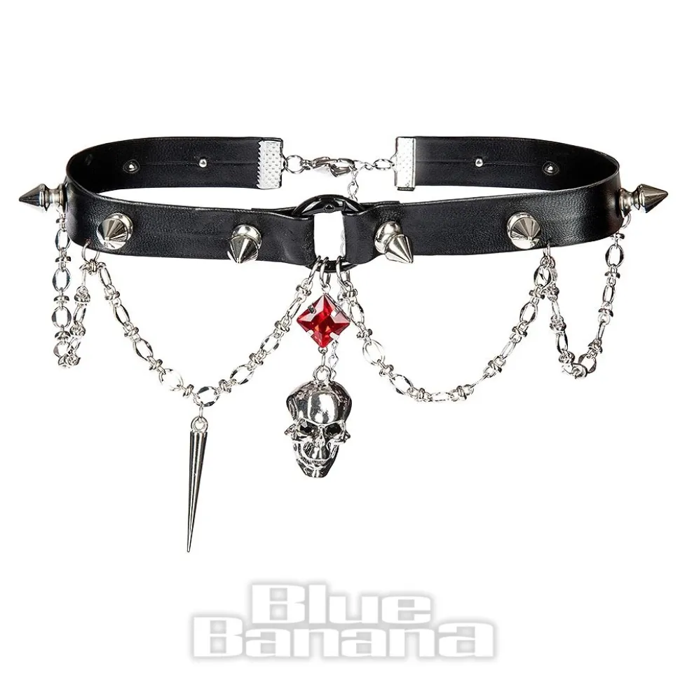 Blue Banana Skull Studs Choker (Black)