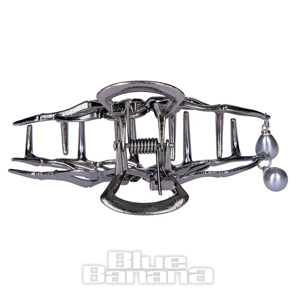 Blue Banana Spider & Pearl Hair Clip (Black)