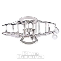 Blue Banana Spider & Pearl Hair Clip (Silver)