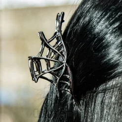 Blue Banana Spider Web Hair Clip (Black)