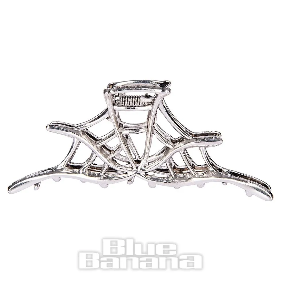 Blue Banana Spider Web Hair Clip (Silver)
