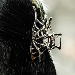 Blue Banana Spider Web Hair Clip (Silver)