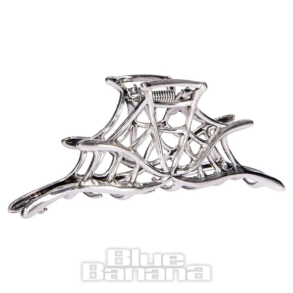 Blue Banana Spider Web Hair Clip (Silver)