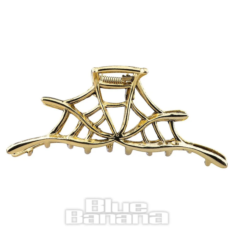 Blue Banana Spider Web Hair Clip (Antique Gold)