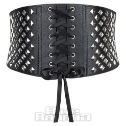 Blue Banana Square Stud Strap Laces Belt (Black)