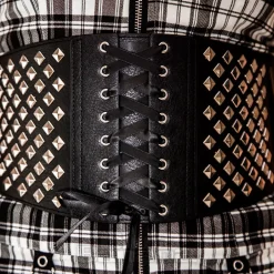 Blue Banana Square Stud Strap Laces Belt (Black)