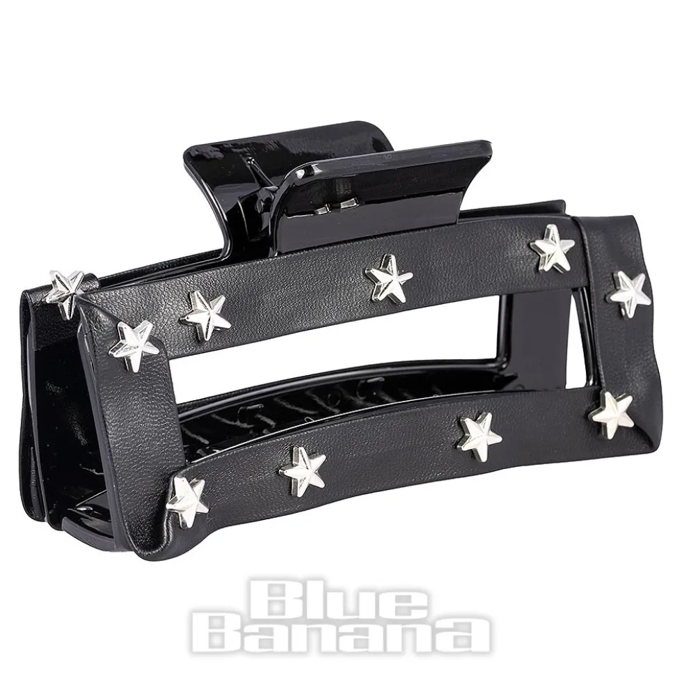 Blue Banana Star Studded Hair Clip (Black)