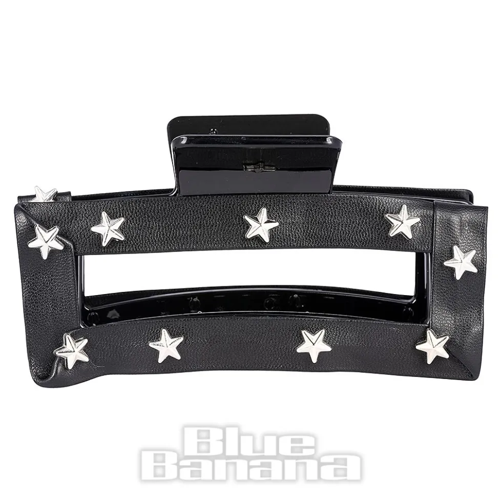 Blue Banana Star Studded Hair Clip (Black)