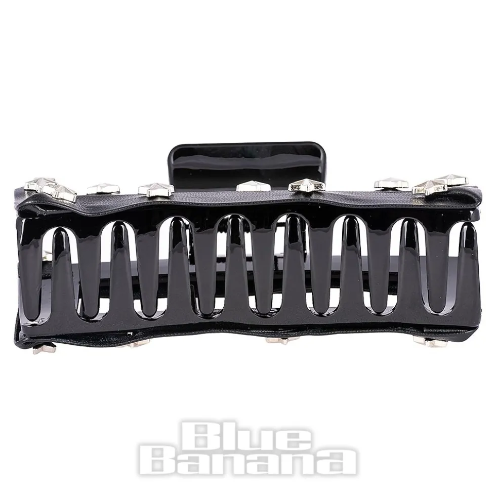 Blue Banana Star Studded Hair Clip (Black)
