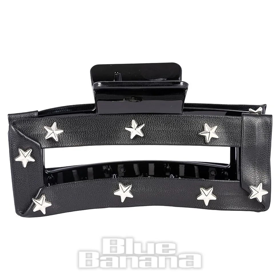 Blue Banana Star Studded Hair Clip (Black)