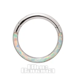 Blue Banana Steel 1.2mm Hinged Segment Ring (Silver/Opal)