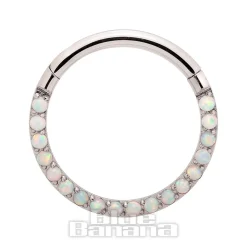Blue Banana Steel 1.2mm Small Gem Hinged Segment Ring (Half Opal)