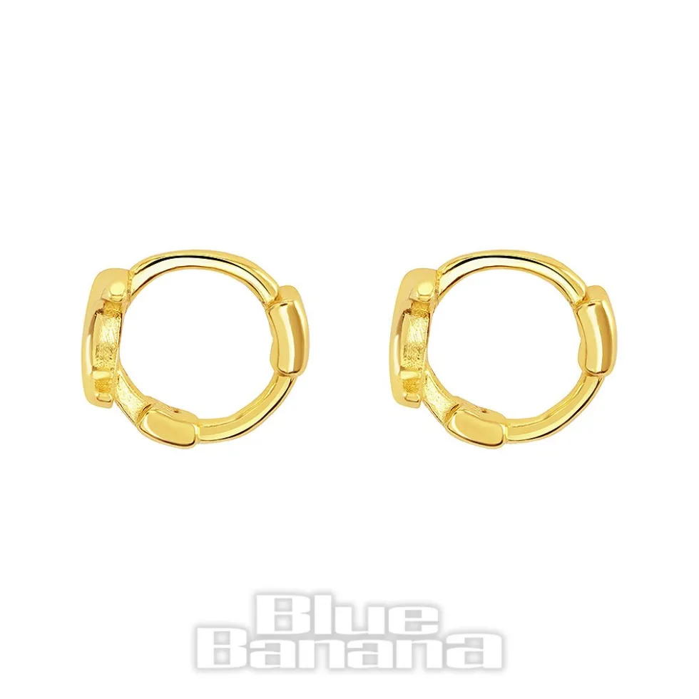 Blue Banana Sterling Gold Moon Clicker Hoops (Pair)