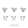 Blue Banana Sterling Silver Butterfly Heart Nose Studs (6 Pack)