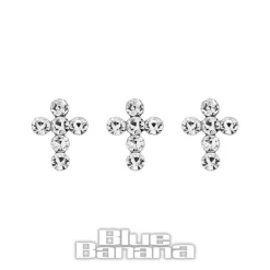Blue Banana Sterling silver Cross & Gem Nose Studs (3 Pack)