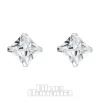 Blue Banana Sterling Silver 3mm Square Crystal Threadless Labrets (2 Pack)